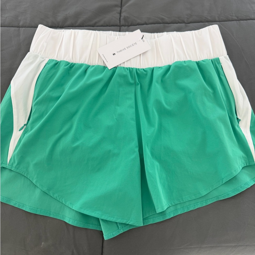 Vibrant Green and White Athletic Shorts for Women